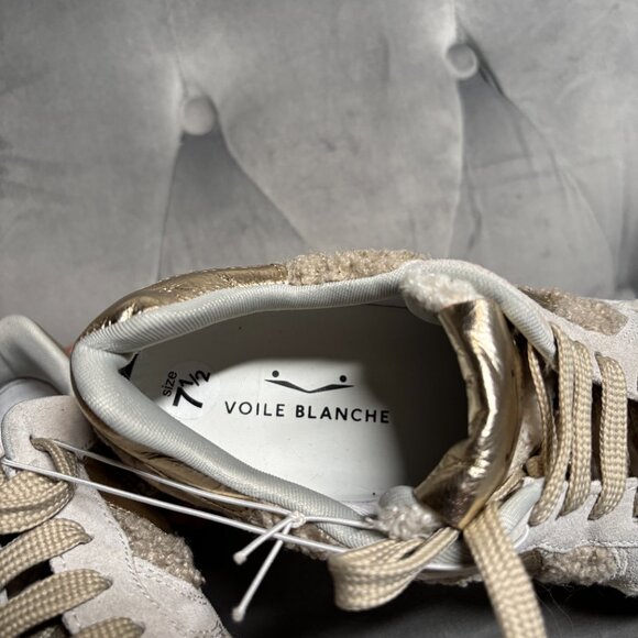 Voile Blanche Beige Sherpa Suede & Metallic Gold Sneakers – Women’s 7.5 - Picture 6 of 8